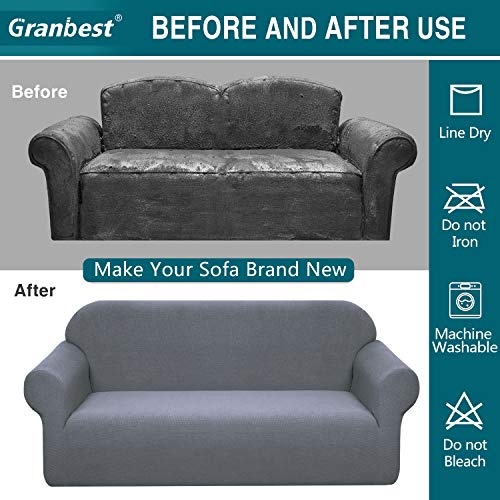 Granbest Premium Water Repellent Sofa Cover High Stretch Couch Slipcover Super Soft Fabric Couch Cover (Light Gray, X-Large) #TOP4