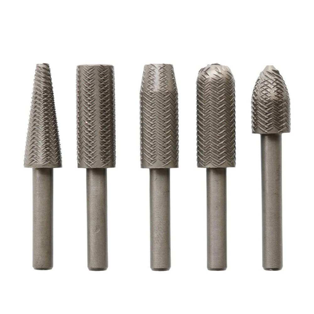 Set di 5 pezzi di lima rotativa elettrica, lima in acciaio goffrato, lima in metallo morbido, testa di smerigliatura elettrica, testa di lima elettrica 6mm