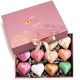 JUST LOVE® Badebomben Geschenkset Made in EU, höchste Qualität mit natürlichen Inhaltsstoffen. 12 Badeherzen, Wellness für 12 Monate inkl. Geschenkbox, Muttertag, Geschenk für die Frau Freundin