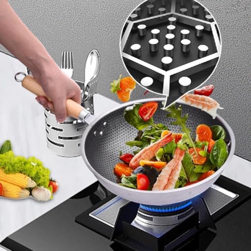Wok de acero inoxidable con tapa y superficie antiadherente miniatura 2