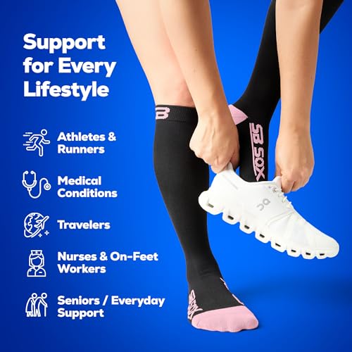 Image of SB SOX Compression Socks for Men & Women (20-30mmHg) - Best Compression Socks for Travel, Medical, Sports, Wide Calf Fit, and Daily Wear