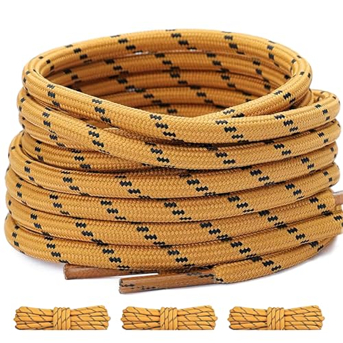 GUIGA 3 pares de cordones redondos de 4 mm - Cordones de cordones elasticos zapatillas deporte de poliéster resistentes para senderismo, trekking y zapatillas - Marrón Naranja(120 cm)