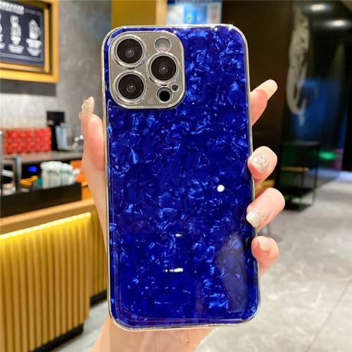 Coque antichoc iPhone 14 Pro Max marbre laser bleu marine robuste