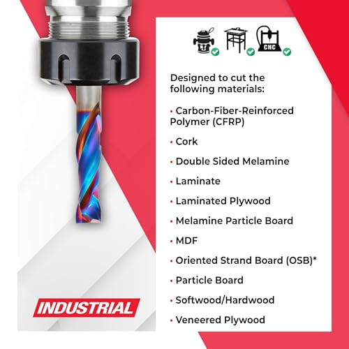 Image of Amana Tool Spektra Extreme Tool Life Coated Solid Carbide CNC Compression Spiral Router Bit, 46172-K, 3 /8 D x 1-1 /4 CH x 3 /8 SHK x 3 Inch Long 2 Flute