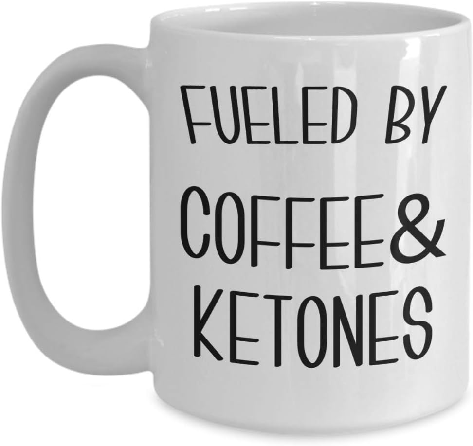 HollyWood & Twine Fueled by Coffee and Ketones Mug Keto Cup Funny Weight Loss Humor Gift