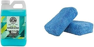 Chemical Guys CWS20964 Swift Wipe Waterless Car Wash, 64. Fluid_Ounces and MIC_292_02 Premium Grade Microfiber Applicator, Blue (Pack of 2)