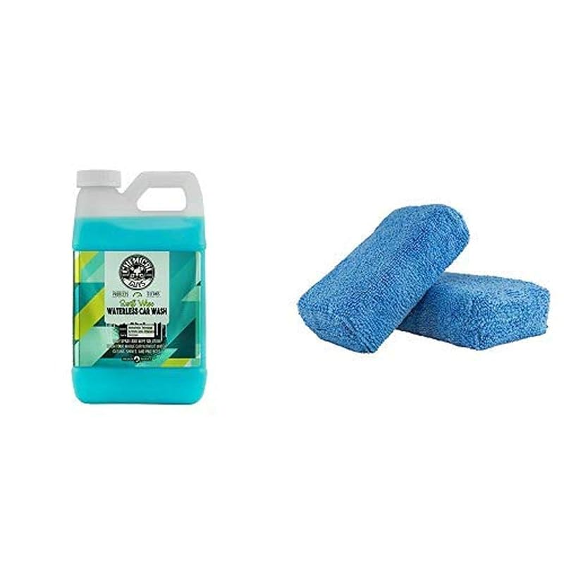 Chemical Guys CWS20964 Swift Wipe Lavagem Automotiva sem Água 1,89 L com Aplicadores de Microfibra MIC_292_02 Azul, Pacote com 2