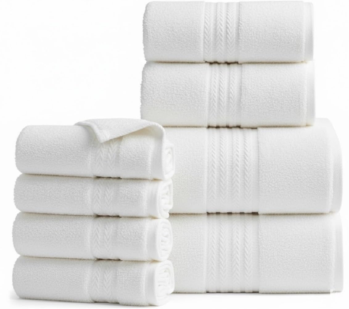 WovenWonder Luxury 800 GSM Egyptian Cotton Bathroom Towels - Heavyweight & Super Soft Hotel Quality Face Cloths, Hand Towels, Bath Towels, Jumbo Bath Sheets and Towel Sets (White, 1x Bath Towel)