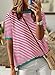 Dokotoo Women's Tops Clothing Casual Short Sleeve Striped Shirt Women Loose Fit Crewneck Color Block Tshirts Shirts for Women Fashion Summer Knit Blouses Fall Sweaters Rose Red Large