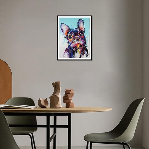 Miniatura 3 de Pintura de diamantes de Bulldogs franceses, kits de pintura de diamantes 5D para adultos, kits de pintura de diamantes para retratos de perros, kits