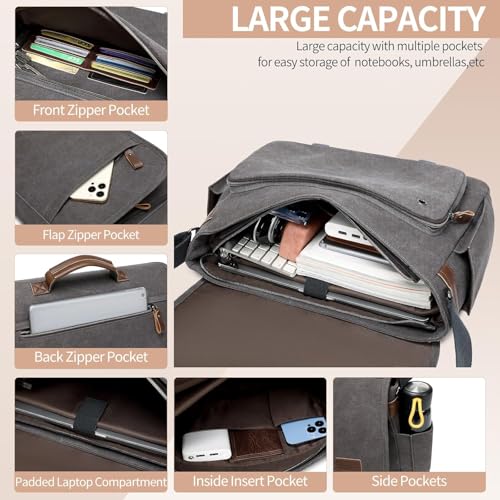 Canvas Messenger Bag for Men Waterproof Business Bags for Men Vintage Canvas Laptop Bag4