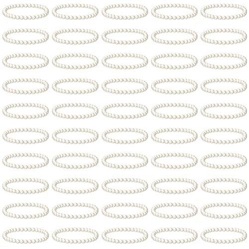 Elastic Pearl Bracelets for Women Wedding Stretch Faux Pearl Wrist Bands White Beaded Stackable Bracelets Corsage