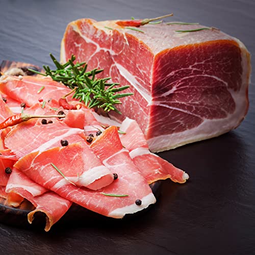 Serrano Schinken gereift ohne Knochen 1 Kg + Schinkenhalter & Schinkenmesser - Mini Spanischer Schinken Jamon Serrano