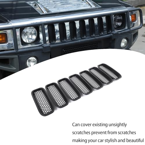 7PCS Front Grill Mesh Inserts Compatible with Hummer H2 2003-2009 Grille Guard Cover Trim Front Bumper Insect Proof Net Exterior Accessories (Black) by Lcojicep - Image 7