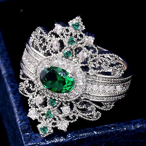 Luxury Temperament Women Rings for Party Bright Green Cubic Zirconia Jewelry for Engagement