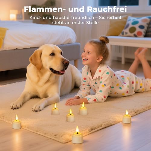 JVURICE 6er Aufladbare Teelichter mit Timer und Ladestation – Ansicht 2