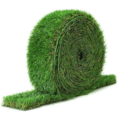 THREE ORANGES 4 Inch x 25 Ft Artificial Grass Roll, 1.38” Thick Realistic Turf Roll, Pre-Cut, Easy to Install, for DIY Projects, Yard, Garage & Pool Area
