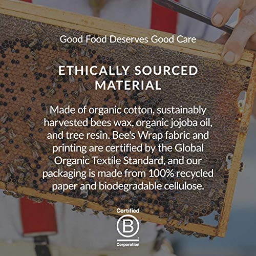 Bee’s Wrap – Assorted Set of 3 – Certified B Corporation – No Synthetic Wax or Chemicals – Holds for Up to a Year – Sustainable and Reusable Beeswax Food Wraps with Jojoba Oil – 3 Sizes (S, M, L)
