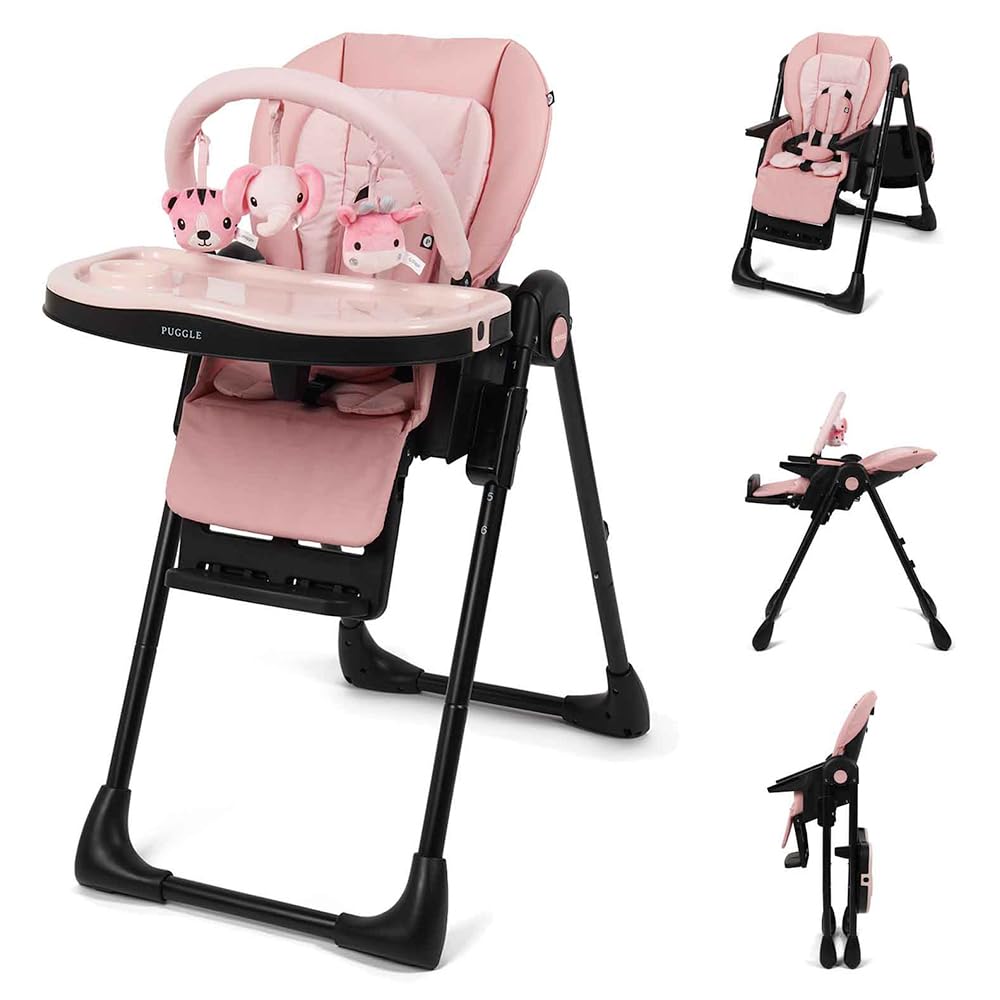Puggle Foodie Eat & Play 9-in-1 Baby High Chair from Birth (Soft Pink)