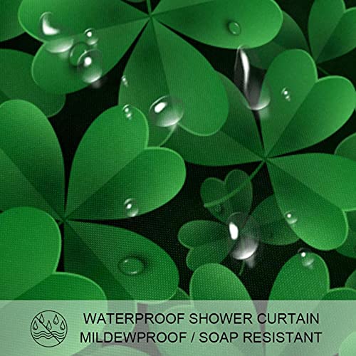 Rideau de douche lavable et imperméable motif trèfle vert qui protège le sol de l'eau