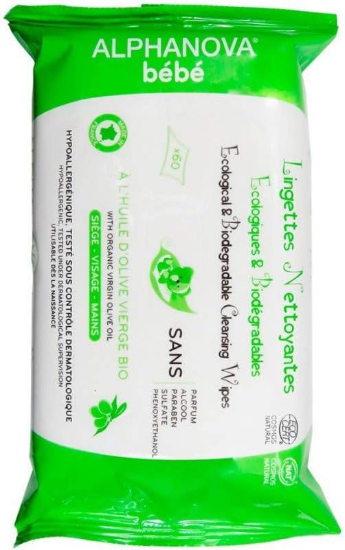 AlphanovaBaby Cleansing Wipes Fragrance Free 60 Wipes