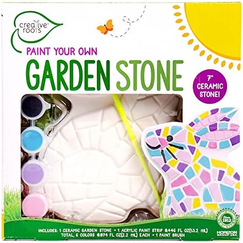 Creative Roots Paint Your Own Bunny Garden Stone, Craft Kits, Stepping Stones Kit for Kids, Ceramics to Paint, Ages 6+