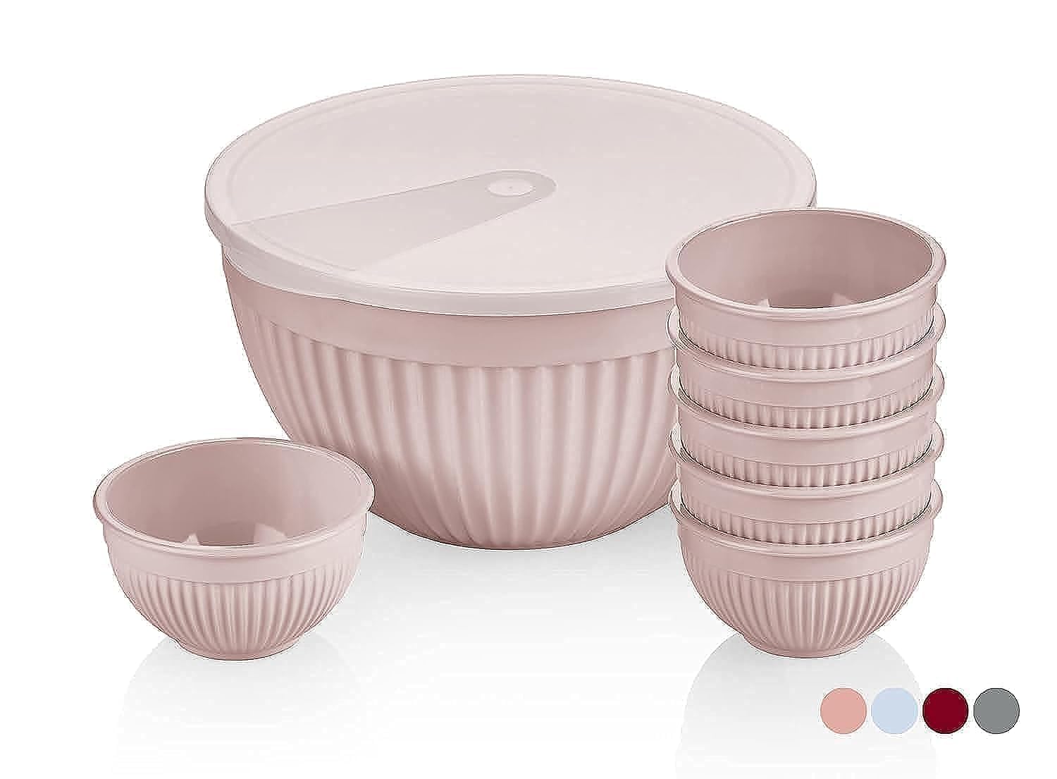 RoyalfordSapphire Bowl Set, 7pcs Server Ware, RF10782 | Dishwasher Safe 4L Mixing PP Plastic Set for Cereal, Salad, Soup, Rice