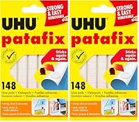UHU Patafix, 148 wiederverwendbare Klebepads zur sauberen Befestigung für Poster, Fotos, Deko in der Schule oder im Büro, 148 Stück (Packung mit 2)