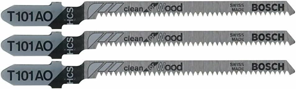 Bosch T101AO3 3 pc. 3-1/4 in. 20 TPI Clean for Wood T-Shank Jig Saw Blades
