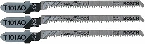 Bosch T101AO3 3 pc. 3-14 in. 20 TPI Clean para hojas de sierra caladora de madera con mango en T