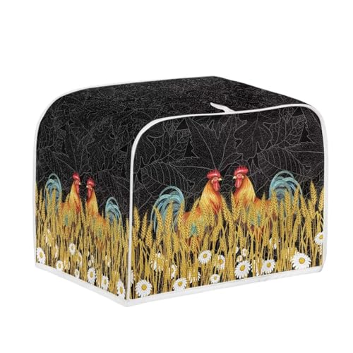 Image of 2 Slice Toaster Dust Cover Bread Toaster Oven Dustproof Cover Kitchen Bakeware Protector Dustproof Fingerprint Protection for Women Gift(11.4 x 7.9 x 7.5), Rooster Daisy Wheat