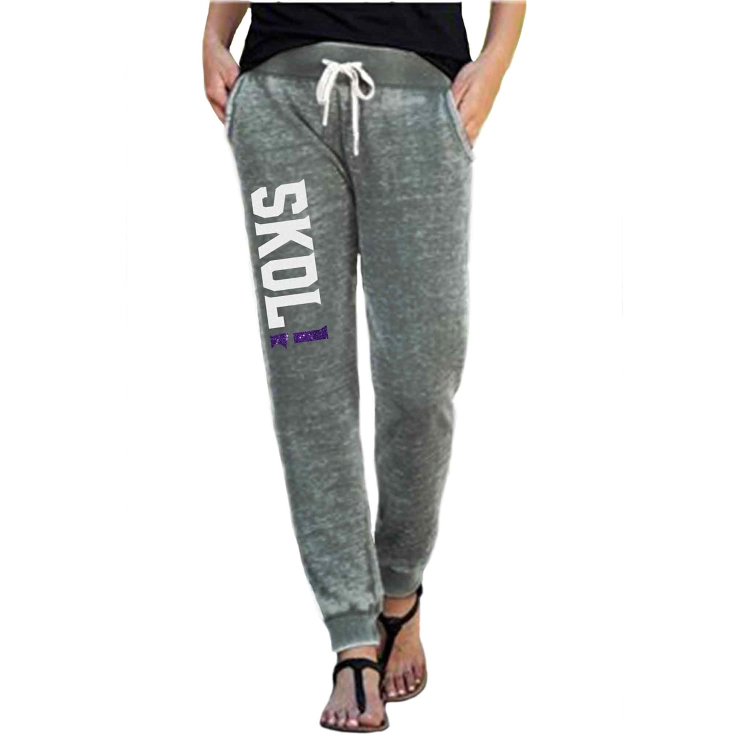 Vikings Pants Joggers Skol Womens Sweats Minnesota Sparkly or Matte Ultra Soft Lightweight Sweatpant Gray Purple
