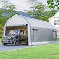 AMERLIFE Carport 12x24FT Heavy Duty Portable Garage, Carport Canopy with Roll-Up Ventilated Windows, Waterproof Canopy for Car, Truck, Boat, Party, Silver