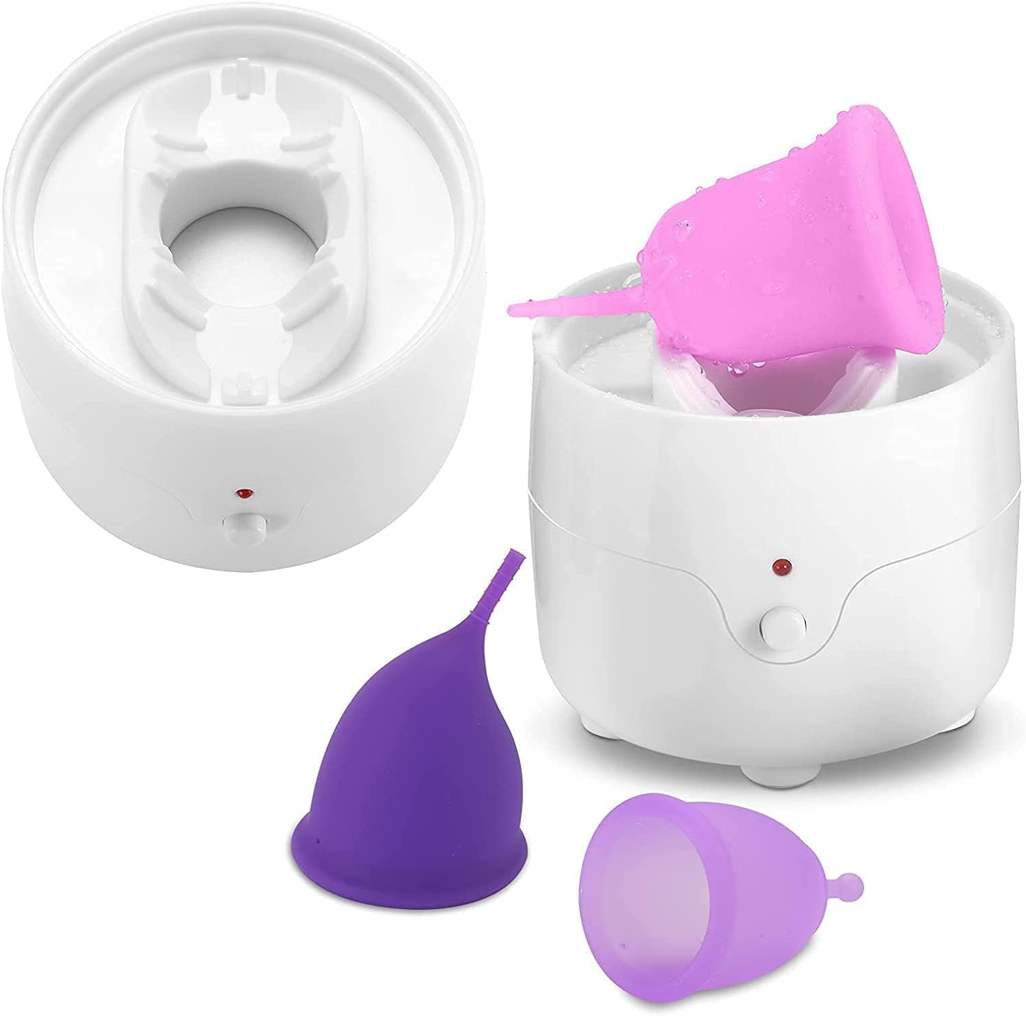 Menstrual Cup Steamer Sterilizer,A Alternative Solution for Any Menstruation Cups On Travel,Anti-scalding One-Button Control Period Cup Cleaner,Cleaning Menstrual Cups in 3 Mins with Steam