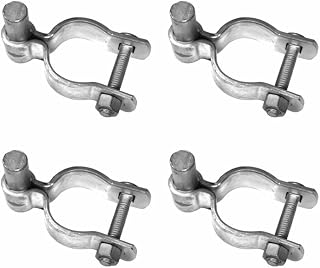Chain Link Fence Male Gate Post Hinge, 2-3/8 inch OD Post, 4 Pack with Hardware + Nuts & Bolts (Silver, 2-3/8")