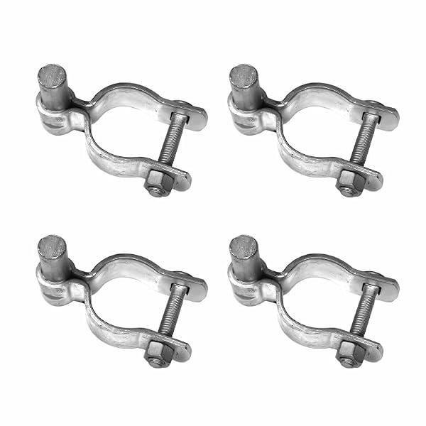 FENCINGKART Chain Link Fence Male Gate Post Hinge, 2-3/8 inch OD Post, 4 Pack with Hardware + Nuts & Bolts (Silver, 2-3/8") by FENCINGKART - Used condition - US$19.46