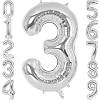 xesha Number 3 Birthday Balloon Birthday Silver Color Flying Balloon 102cm Birthday and Party Decoration Large Size Foil Helium Flying Balloon Age 3 Number