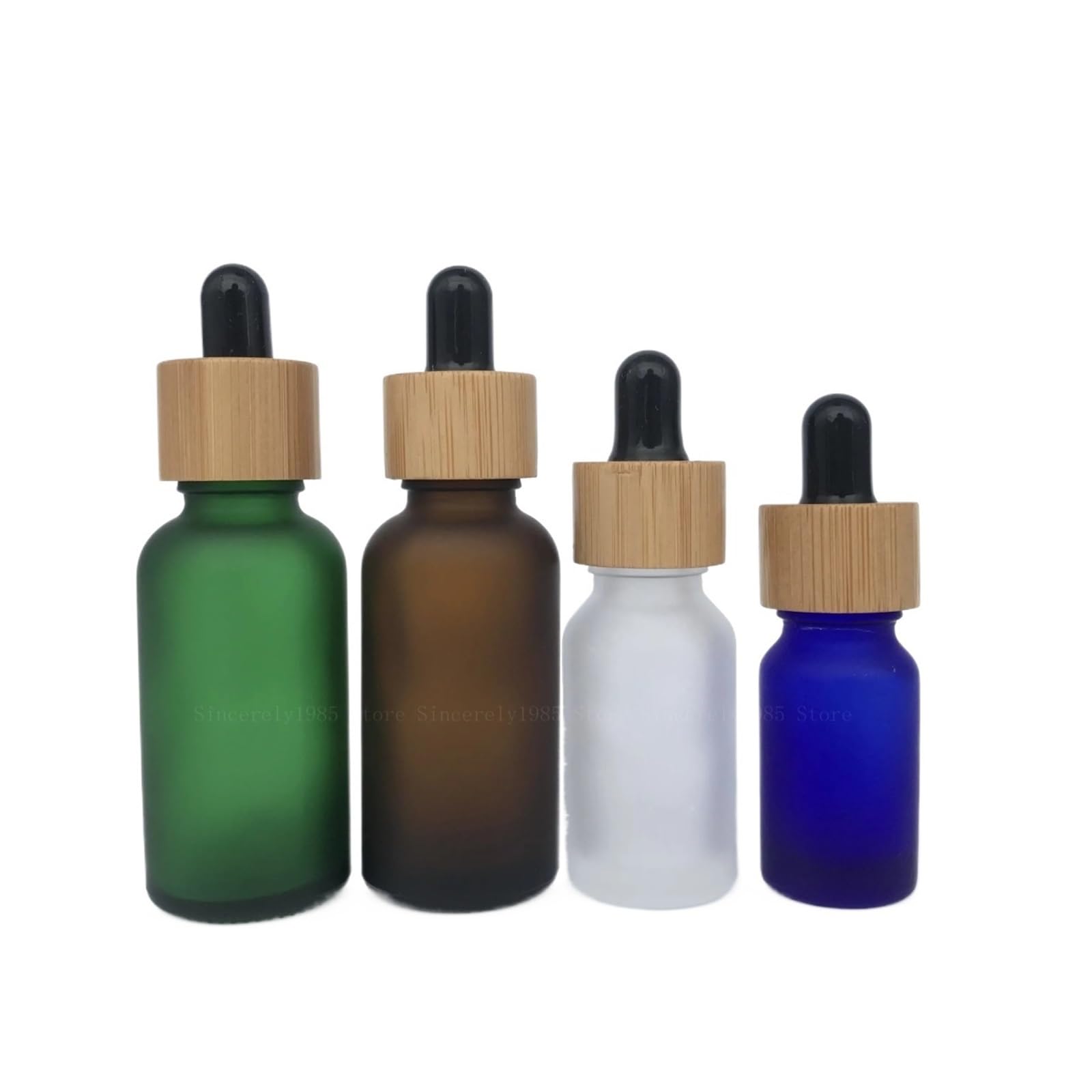 Gotero 10 Uds 5/10/15/20/30/50/100 ML botella cuentagotas esmerilada tapa pipeta botellas de gota vidrio mate grueso rellenable(Frosted Black,100ml)