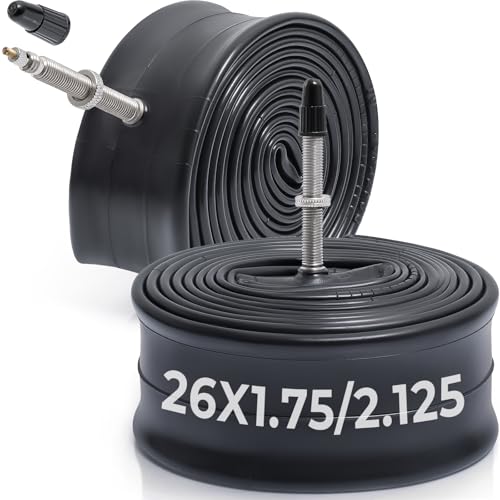 MetersGod 2本,26x1.75/1.95/2.0/2.10/2.125 自転車チューブ,26x1.75-2.125 自転車タイヤに対応,仏式バルブ48mm,ブチルゴム,適用マウンテンバイク、クロスバイク、シティバイク,MGN014