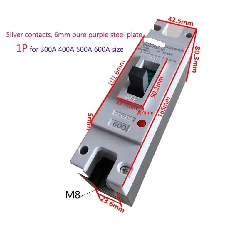 Wyłącznik automatyczny, 12V 24V 48V 300A 400A 500A 600A przerywacz prądu stałego przełącznik(250a,1P)
