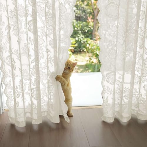 H.VERSAILTEX Ivory/White Lace Curtains 96 Inches Long 2 Panels, Rod Pocket by H.VERSAILTEX - Used condition - Image 6