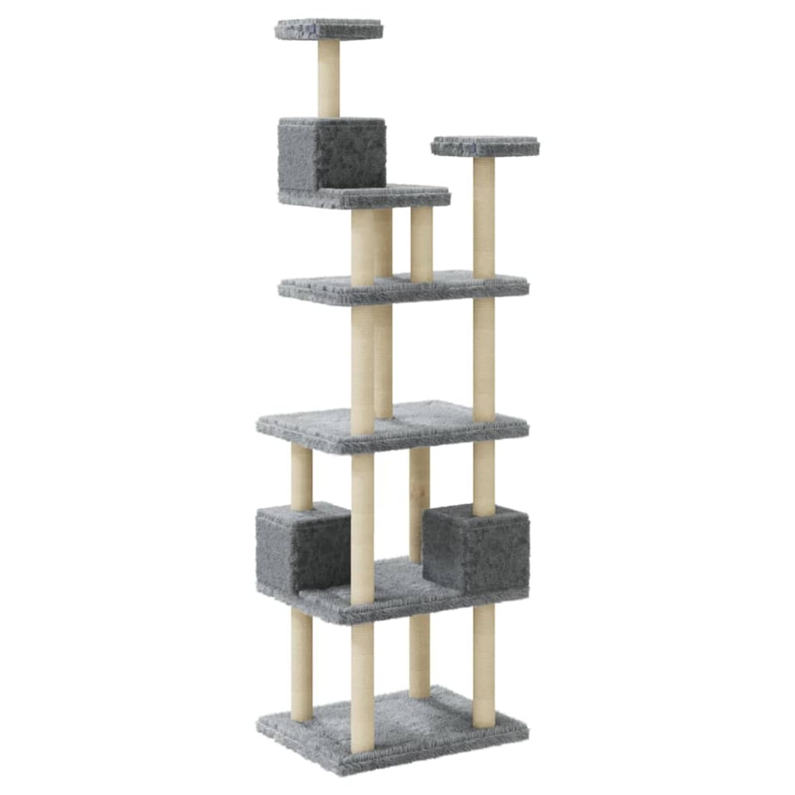 Homgoday Albero tiragraffi in sisal, grigio chiaro, 188 cm, tiragraffi a torre per gatti multilivello, centro attività per gatti da interno