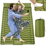 Self-Inflating Double Sleeping Mat, 78.7 X 55 X 3.9 Inches Inflatable Sleeping Pad with Foot Pump, Adjustable Pillow for Outdoor Travel, Backpacking, and Climbing