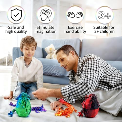 4 Pcs 3D Printed Dragon，3D Printed Dragon Eggs Fidget Dragon Eggs for Home Office Decor and Executive Desk Toys Stress Relief Kids and Adults - Image 5