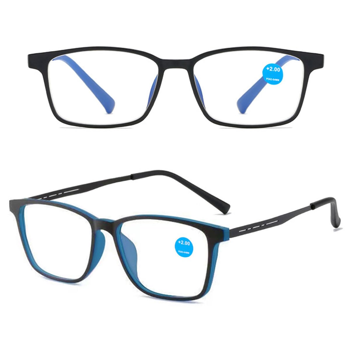 KOOSUFA Selbsttönende Lesebrille Photochrome Herren Blaulichtfilter Lesebrillen Rechteckiger Leicht TR90 Rahmen Metallbügel mit UV-Schutz Sonnenlesebrille Lesehilfe 1.0 1.5 2.0 2.5 3.0 3.5 4.0