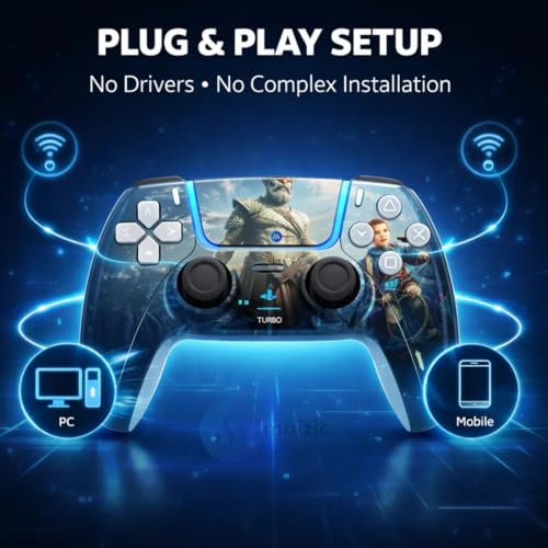 Image of Maizic Smarthome Play-X Warrier Battle Wireless Gaming Controller with Dual Asymmetric Motors, 800mAh Battery, 3.5mm Headset Jack and Plug and Play Support, Compatible with PS4, Windows PC and Android