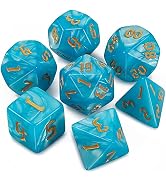 CiaraQ DND Polyhedral Dice Set (15pcs) with Bag for Dungeons & Dragons Games (Black & Green)