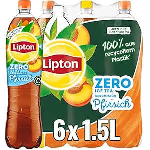 Lipton Zero Ice Tea Peach – Zuckerfreier Eistee mit Pfirsich Geschmack – 6 x 1,5l