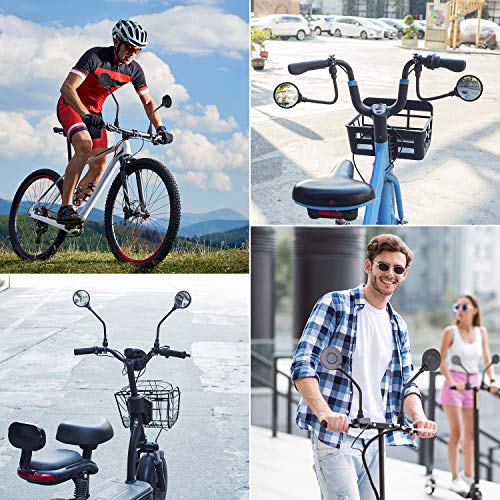 Kemimoto Bike Mirrors Scooter Mirror Handlebar Mirror 360° Adjustable Handlebar Mount Long Extension Acrylic Convex Mirror Universal For Electric Bike E-Bike Road Bike Mountain Electric Bicycle #TOP4