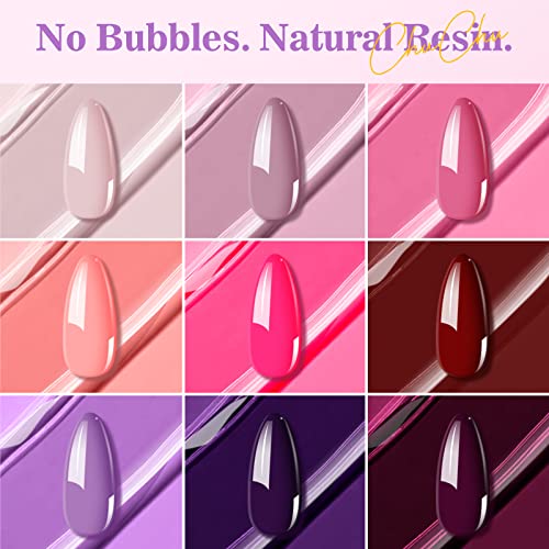Chuchu Gel Nail Polish Set 9 Colors Pastel Popular Nail Art Purple Red Nude Blue Solid Gel Polish Pink Pudding Gel Soak Off Led Nail Art Kit Salon Diy Home With Professional Nail Brush #TOP2